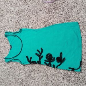 Green and Black Floral Ribbed Bodycon Dress